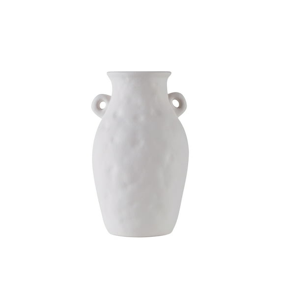 Home Decor Collection 9" White Textured Ceramic Vase with Handles