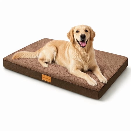 Exclusivo Mezcla Large Dog Bed with Removable and Washable Cover Orthopedic Pet Bed for Crates Non-Slip Bottom and Waterproof Liner 42 ×28 Brown