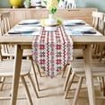 thumbnail image 2 of Kitchen Table Runner, Christmas Theme Snowflake Red Green Geometric Pattern Non-Slip Cotton Linen Dresser Scarves for Family Dinner Holiday Birthday Party Home Décor 13"x70", 2 of 8