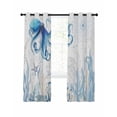 thumbnail image 7 of Blue Octopus Coastal Blackout Curtains for Bedroom, Summer Beach Nautical Ocean Coral Starfish Thermal Insulated Kitchen Drapes with Grommets, Light Blocking Window Treatment, 2 Panels 42" x 54", 7 of 7