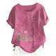 thumbnail image 4 of Camiseta Casual de Manga Corta con Botón de Cuello Redondo de las Mujeres, Tops Cortos para las Mujeres, 4 of 4