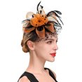 thumbnail image 4 of Bunenne Derby Hats for Women Fascinator Hats for Women Hat for Women Wedding Flower Mesh Feathers Hair Clip Tea Party Headband Ladies Tea Party Hats Wedding Hats Gold One Size, 4 of 6