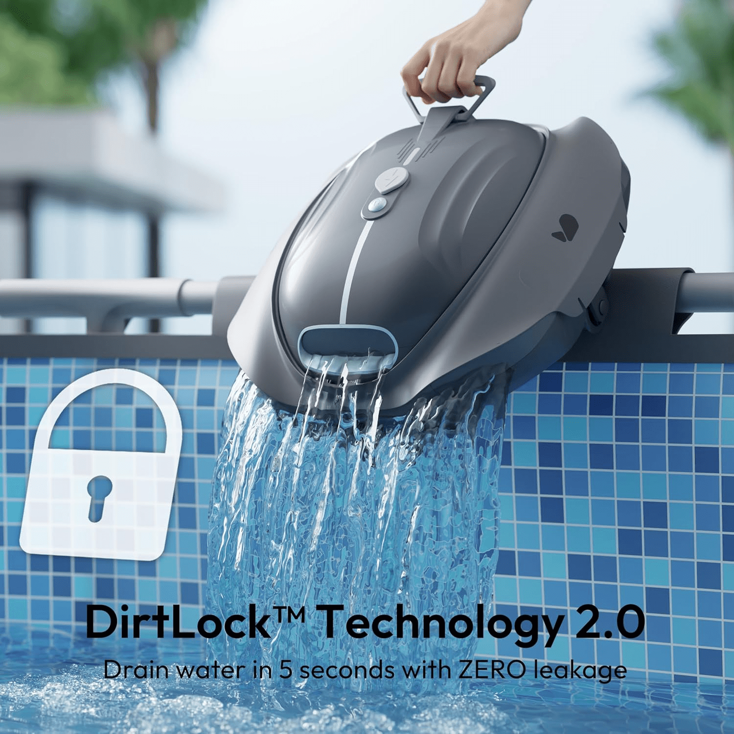 Bubot 300P Cordless Automatic Pool Cleaner Robot – Powerful Pool Vacuum with Superior Suction, DirtLock Tech, Self-Parking, LED Indicator, Fast Charging
