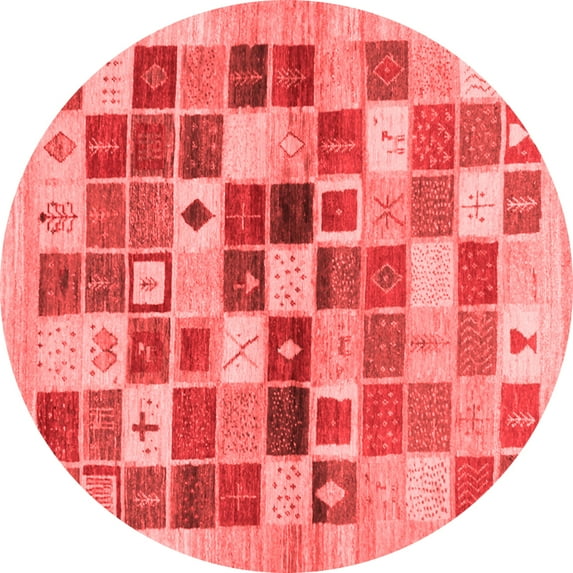Ahgly Company Indoor Round Abstract Red Contemporary Area Rugs, 8' Round