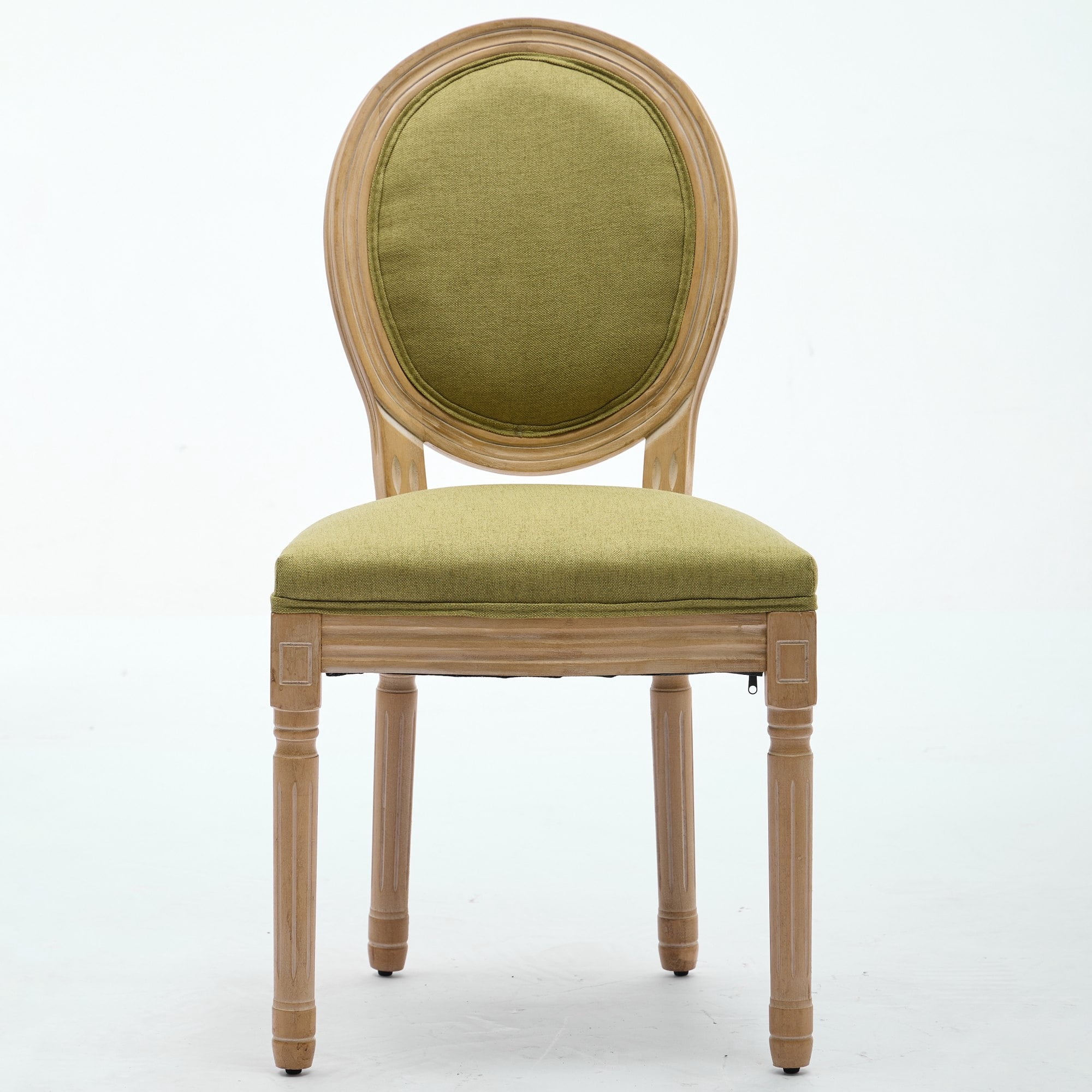 Miniyam Dining Chair Set of 2, French Style Antique Painting Linen Fabric Back, Olive Green