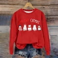 thumbnail image 4 of Christmas Cute Cat Sweatshirts for Women 2025 Long Sleeve Crewneck Funny Meowy Catmas Graphic Sweatshirt Pullover Tops, 4 of 5