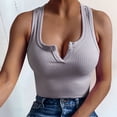 thumbnail image 2 of VBARHMQRT Tank Tops for Women 2024 Trendy Solid Color Ribbed Slim Fit Open Women Vest Camisole Back Halter Neck Knit Women's Blouse Red Camisoles for Women Crop Tops for Women Sexy Green, 2 of 5