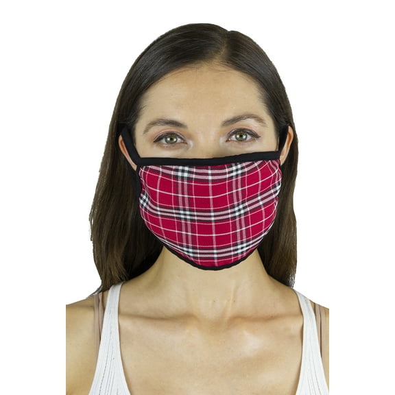 SINGLE PACK PLAID RED FACE MASK COVERING