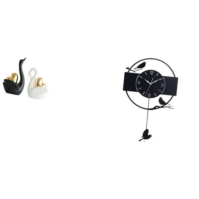 Estatua de cisne, esculturas modernas de cerámica, figuras de animales, escultura, centro de mesa, reloj de pared, material acrílico silencioso, adecu