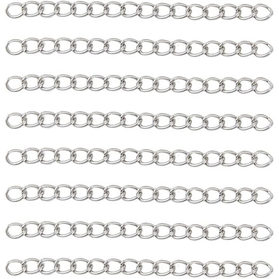 C 150Pcs Chain Extender Stainlesss Steel Tail Chains 51mm Twist Necklace Extension Chain Bracelet Anklet Extension Chains for DIY Jewelry Making Crafts