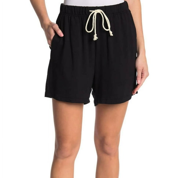 Melloday Drawstring Knit Shorts in Black, Size S