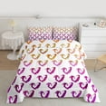 thumbnail image 2 of Homewish 3D Loves Pattern Queen Comforter Set,Modern Graffiti Bedding Sets,Gold Purple White Bedding Comforter Set For Girls,Breathable Home Decor Reversible,3 Pieces, 2 of 8