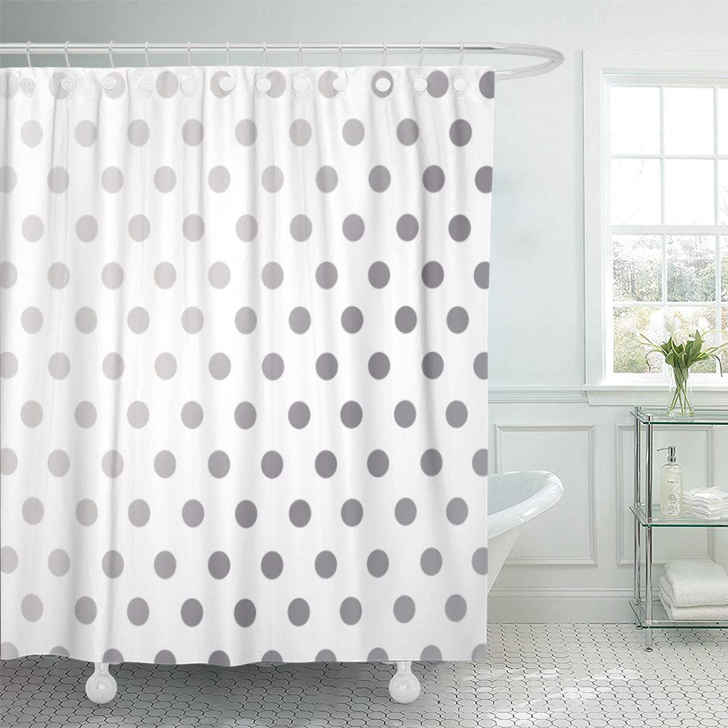 SUTTOM Girly Silver Polka Dots Geometric Shiny Shower Curtain 66x72