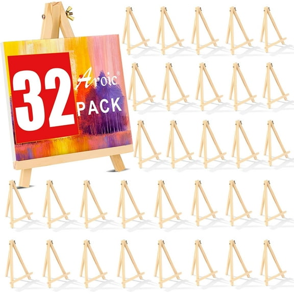 32 Pack 9 Inch Wood Easels, Easel Stand for Painting Canvases, Art, and Crafts, Tripod, Painting Party Easel, Kids Student Tabletop Easels for Painting, Portable Canvas Photo Picture Sign Holder
