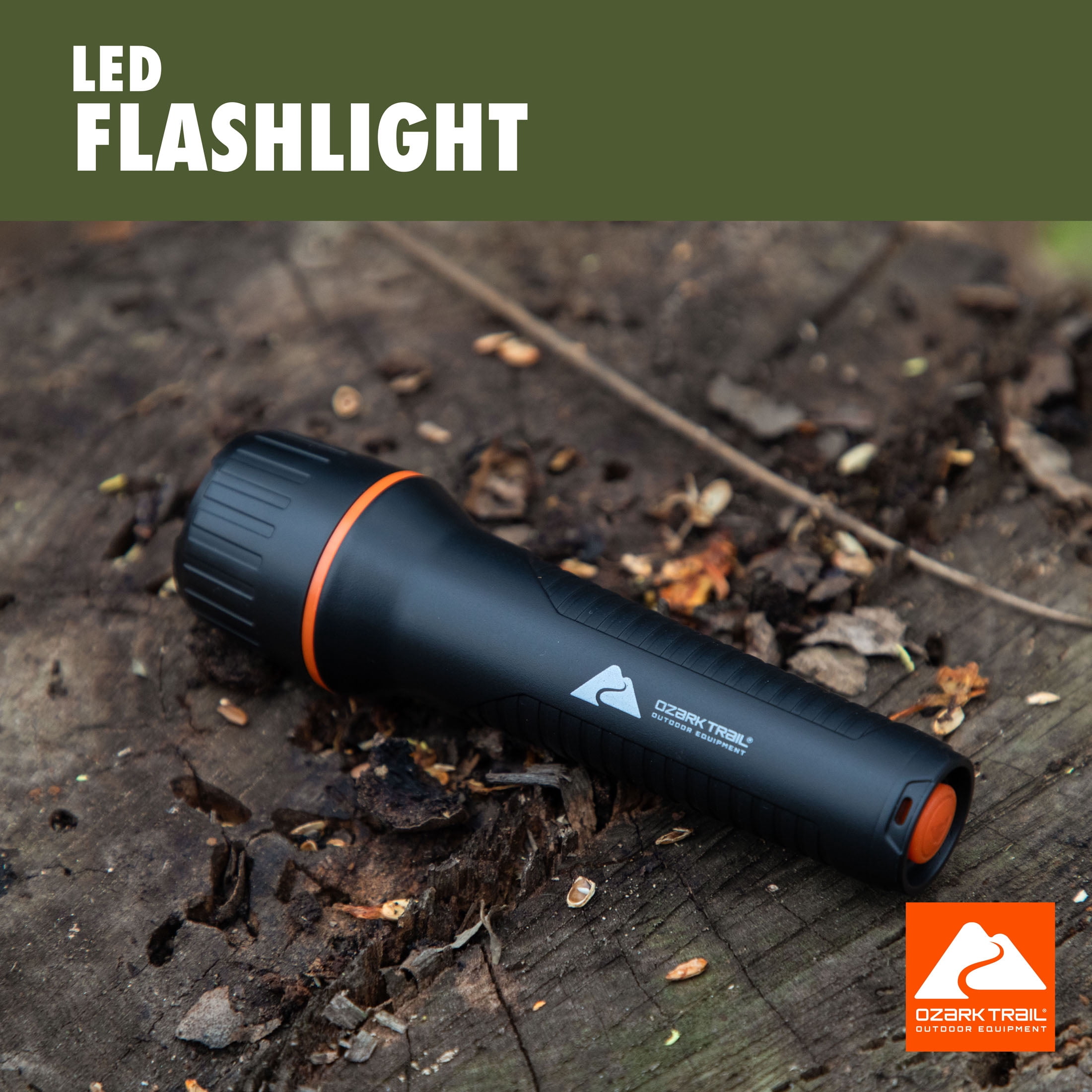 Ozark Trail LED Flashlight, 500 Lumens, 3 AAA Batteries Included, Water-Resistant, Impact-Resistant Body