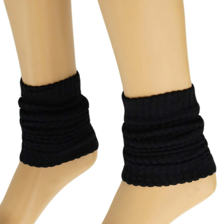 1pair Black Knitted Flared Leg Warmers For Foot & Leg