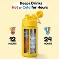 thumbnail image 5 of Hawsaiy 12oz Kids Water Bottle with Double Drinking Lids, Insulated Stainless Steel Water Bottle for School & Outdoor, Yellow, 5 of 9
