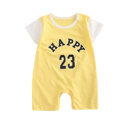 

TMOYZQ Toddler Newborn Cotton Rompers Baby Boy Girls Short Sleeve Thin Onesie Bodysuit Infant Summer Crawling Clothes Jumpsuit 1-12 Months on Clearance