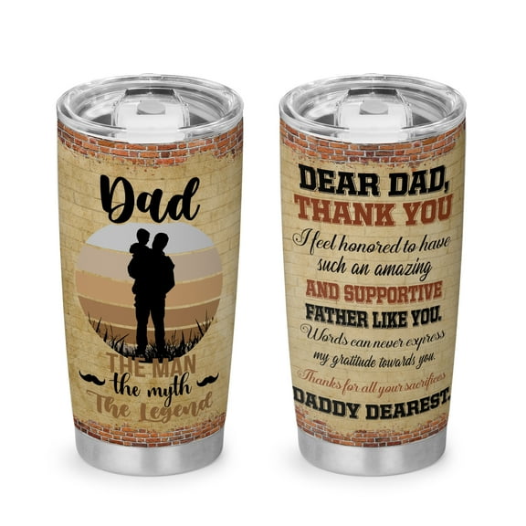 Blingpainting 20 OZ Photo Tumbler From Daughter -  Stainless Steel Trave Mug for Dad - Birthday Gifts for Dad & Father's Day Gifts From Kids