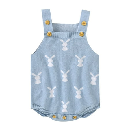 

Baby Girls Easter Bodysuit Sweater Romper Knit Crochet Bunny Romper&Jumpsuit