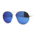 thumbnail image 2 of Retro Avant Garde Cropped Round Metal Rim Sunglasses Gold Blue Mirror, 2 of 4