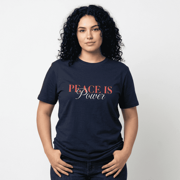 Peace is Power T-Shirt, Navy Blue, Adults, XS, Unisex