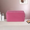 thumbnail image 5 of Unique Bargains 1 Pc Waffle Plaid Pattern Makeup Bag for Travel Rose Red Polyester, 5 of 6
