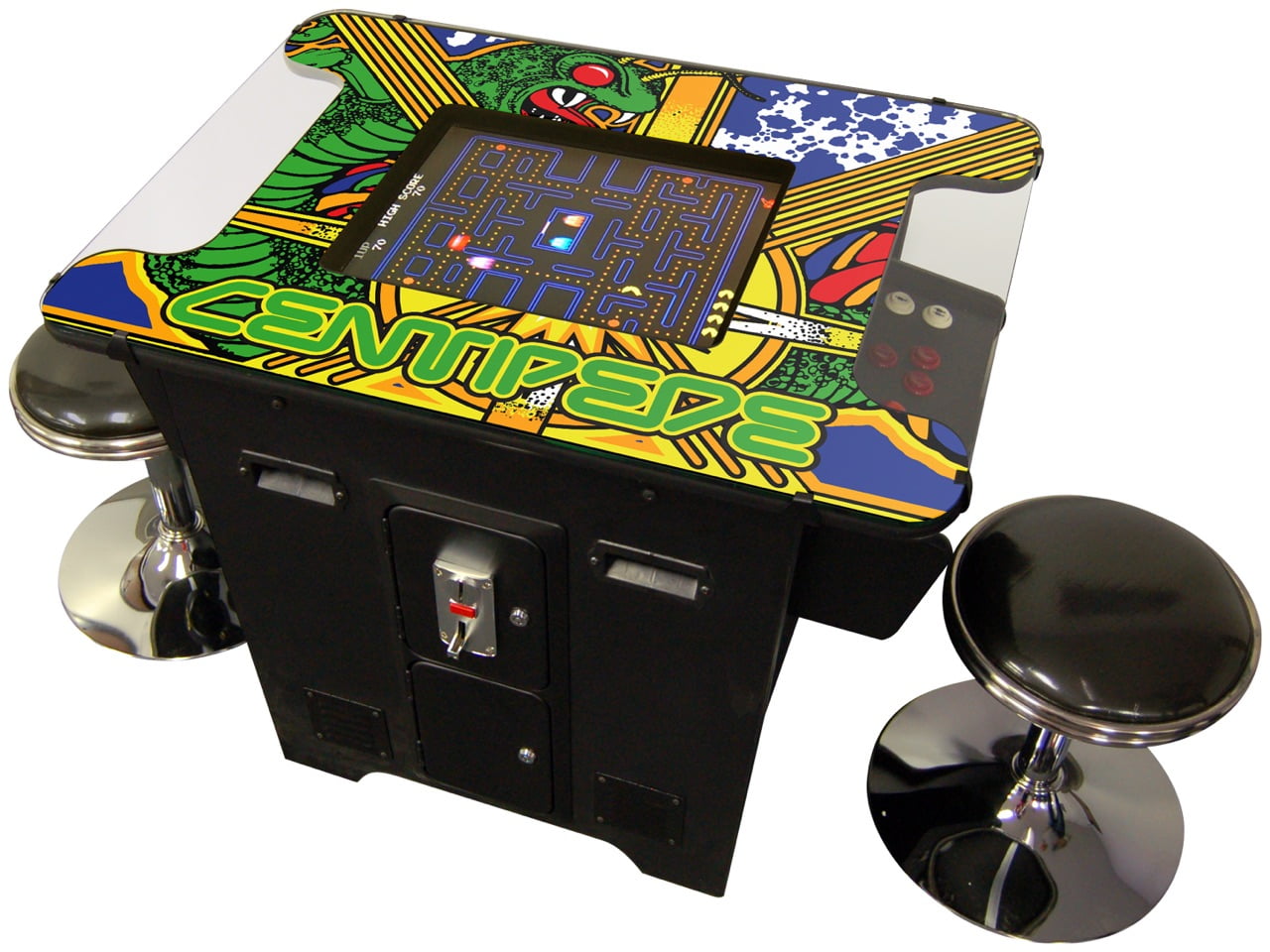 412 Games in 1 Cocktail Arcade Machine Includes 2 Chrome Stools 5 Year ...