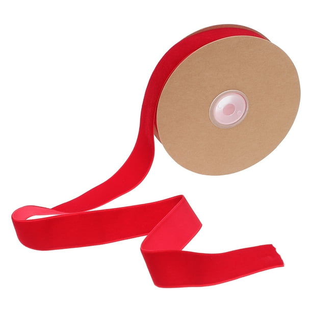 1 rollo de 2,5 cm de ancho, no elástico, accesorios para ropa, cinta para envolver regalos, cintas flocadas, cinta decorativa para bricolaje, para tienda de casa (rojo)