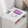 thumbnail image 3 of CHITOOMA 2-Drawer Nightstand with Charging Station, Wood Bedside Table with Open Shelf, Small End Table for Bedroom Living Room, White, 3 of 8