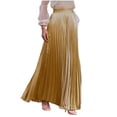 thumbnail image 2 of Women’s High Waisted Pleated Maxi Skirt, Elastic Waist Flowy Long Skirt for Casual Work Office Travel Daily Wear, 2 of 7