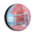 thumbnail image 1 of Fotbe Pastel Pink Beach Cafe Funda de Llanta de Repuesto con Estampado, Engrosada, Ajuste Universal para Jeep, Remolque, RV, SUV, Camión-17 inch, 1 of 6