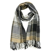 Sassy Apparel Unisex Soft and Warm Cold Weather Winter Oblong Scarf (Black/Camel)