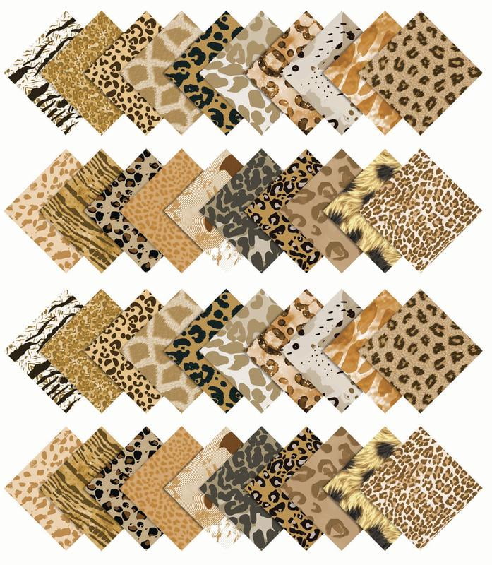 Soimoi 40Pcs Floral Artistic Print Cotton Precut Fabrics For Quilting Craft Strips 2.5x42inches Jelly Roll - Light Brown