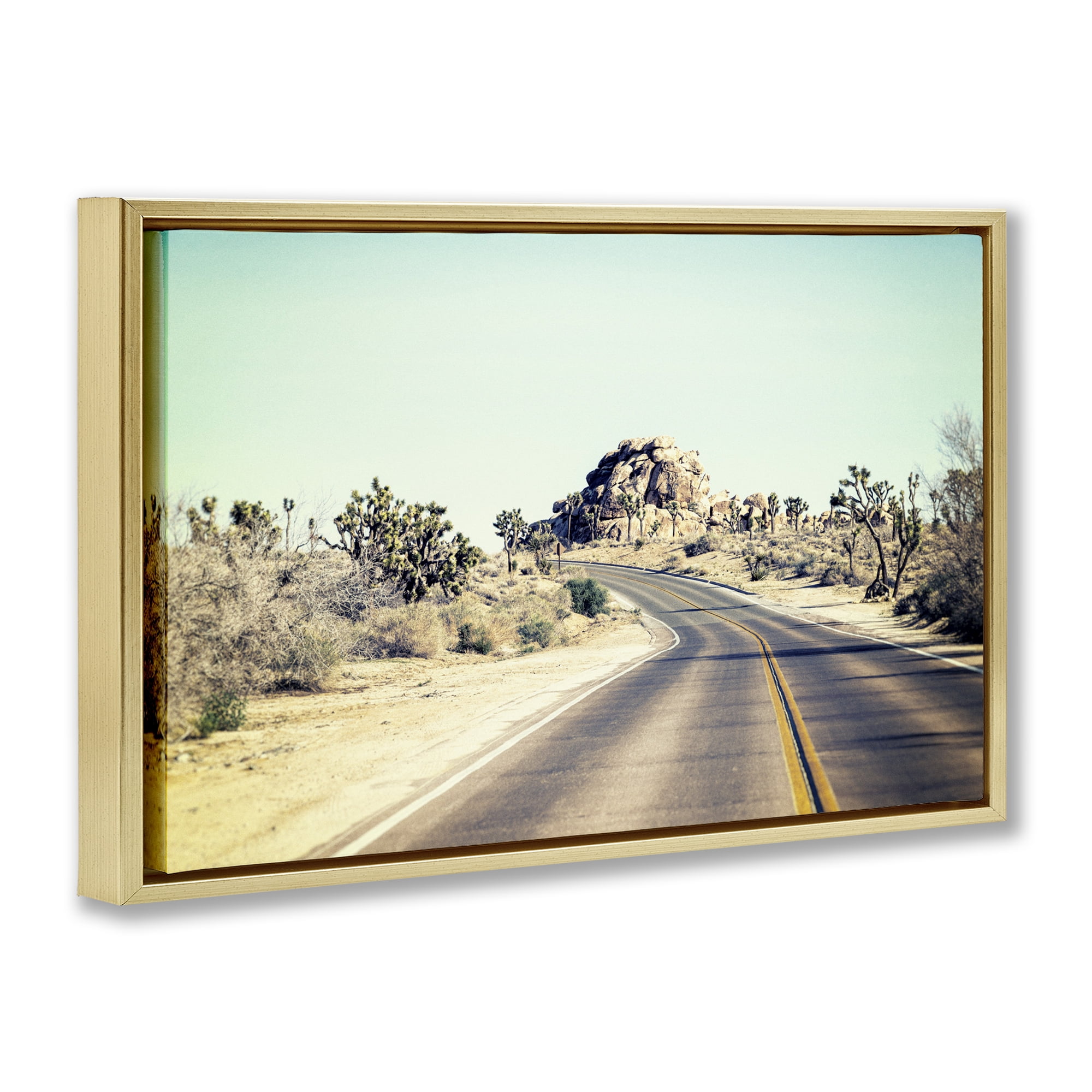 Road Trip Joshua Tree Park Gold Framed Floater Canvas Wall Art, design by Joseph S Giacalone