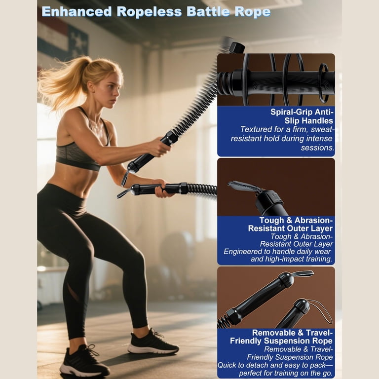 Someone Using Ropeless Battle Ropes Exercise Rope 2025 New Weighted Ropeless Battle Ropes For Home Gym ...