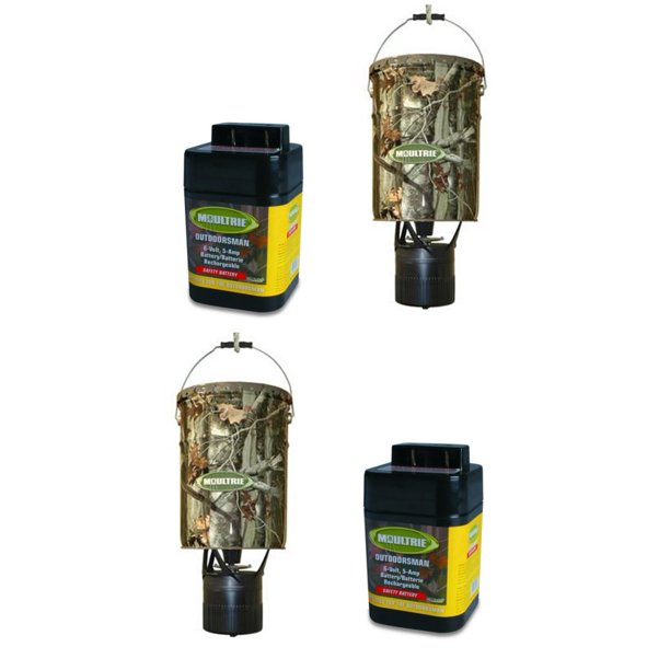 2 MOULTRIE MFHEP 6.5 Gallon Econo Plus Hanging Deer Feeders + (2) 6V