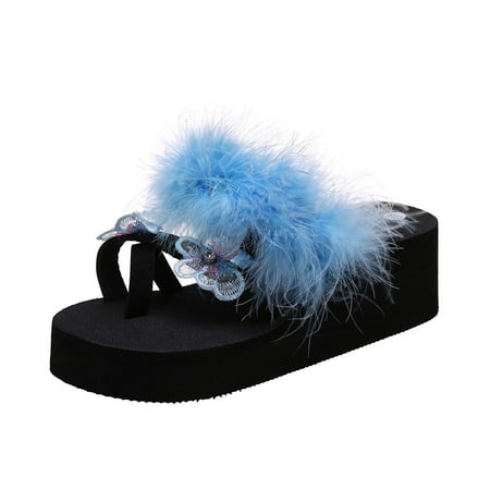 

Honeeladyy Sales Online Summer Women Thick Bottom Slope Heel Shoes Beach Sandals Roman Casual Slippers Flip Flops