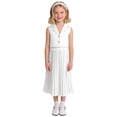thumbnail image 6 of BLVB Summer Clothes for Girls Toddler Kids 2 Piece Outfits Sleeveless Button Vest with Pleated Skirts Sets for Party, 6 of 7