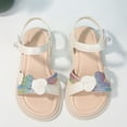 thumbnail image 4 of Gvdentm Girls' Sandals Girls Sandals Open Toe Cute Flats Dress Sandals Cross Strappy Summer Shoes Toddler/Little Kid/Big Kid Shoes for Toddler Girls(White,11.5), 4 of 8