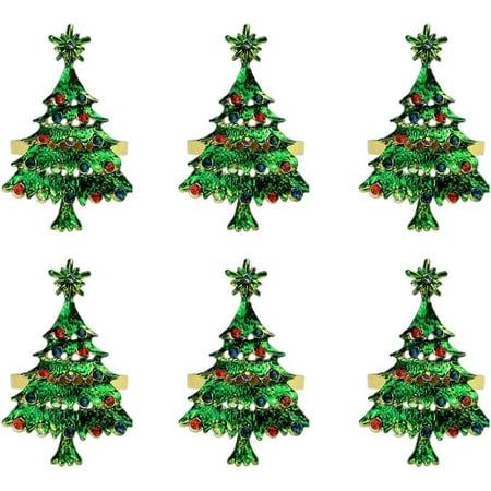 

Christmas Tree Napkin Rings Set for Wedding Birthday Xmas Party Table Decoration （green）（6pcs）