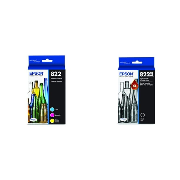 Cartucho de tinta Epson 822 de capacidad estándar y T822XL120-S negro