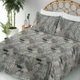 thumbnail image 3 of Ambesonne Leaf Print Fitted & Flat Sheet with Sham 3 Pcs Set, Neutral Tone Leafy Woods, Twin XL, Grey Teal Pale Redwood, 3 of 5