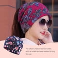 thumbnail image 2 of Baohd Bonnet Musulman Hijab Imprimé Floral Foulard Turban Coloré Bandeau Extensible Protection des Oreilles Bonnet Bleu Fleur 1Ensemble, 2 of 6