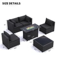 thumbnail image 2 of MRUAKA 6 Pieces Patio Conversation Set With Firepit, Outdoor Sectional PE Rattan Wicker Furniture Seat,BLACK, 2 of 8