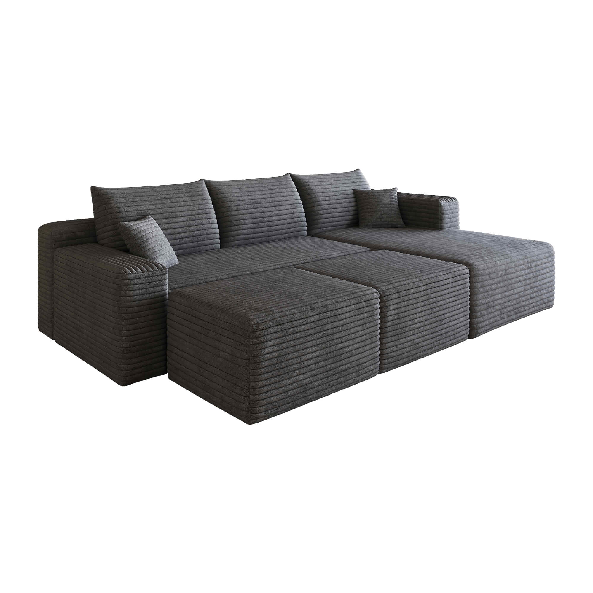 MAYEERTY 95 Inch U‑Shaped Cloud Sectional Sofa with 2 Ottomans, Modern Deep‑Seat Corner Couch, Plush Corduroy Reversible Sofa, No‑Assembly for Living Room Bedroom Apartment