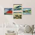 thumbnail image 3 of PixonSign Framed Wall Art Pastel Ocean Seascape Posters, Set of 4 Nautical Horizons Nature Wilderness Illustrations Wall Decor, Adhesive Canvas Prints for Home Decor - 8"x10" Natural, 3 of 5