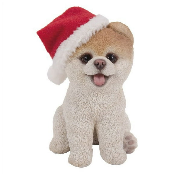 Pacific Giftware PT Short Hair Boo Dog with Christmas Hat Home Decorative Resin Figurine