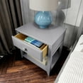 thumbnail image 2 of Plank+Beam Solid Wood Nightstand with Storage Drawer and Shelf, Grey, 2 of 9