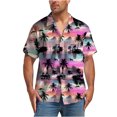 thumbnail image 2 of Blusa y camisa de manga corta con cuello vuelto para hombre, blusa informal con botones y estampado hawaiano, blusa de manga corta con cuello vuelto para hombre, 2 of 7